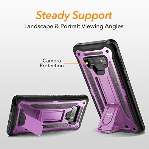 YOUMAKER Kickstand Case for Galaxy Note 9, Full Body with Built-in Screen Protector Heavy Duty Protection Shockproof Rugged Cover for Samsung Galaxy Note 9 (2018) 6.4 Inch - Purple