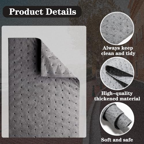 Image of Oil Absorbent Pads - High Absorbency Microfiber Polypropylene Absorbing Pads, Oil Spill Mat for Oil-Based & Water-Based Fluids, Gray, 13 inch x 10 inch, Pack of 50