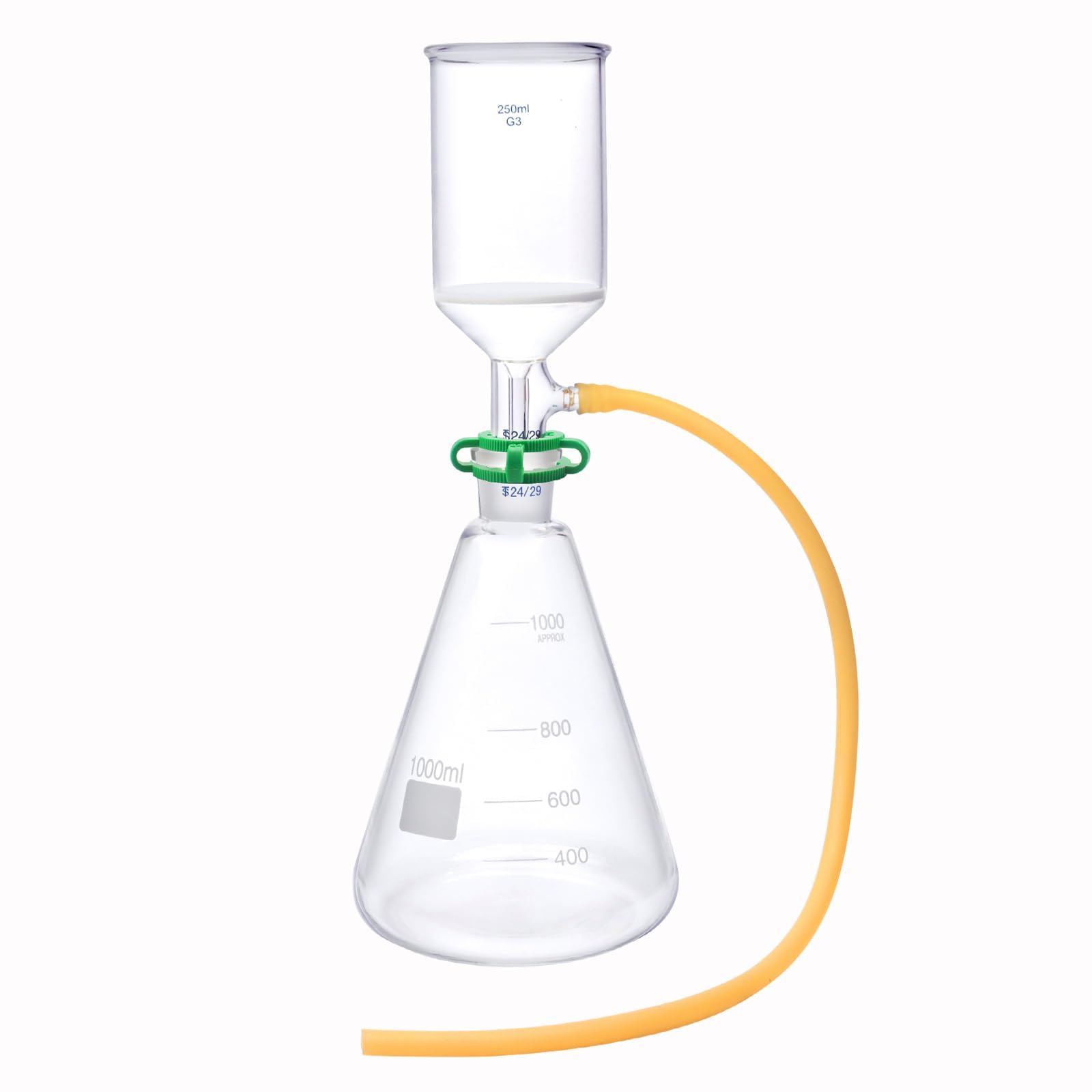 Labcare Vacuum Filtration Assembly Flask with Filter Disk, Funnel, Clamp & Pipe - 500 ML, All-Glass Socket-Type Filter Membrane Flask for Laboratory Filtration-image-16