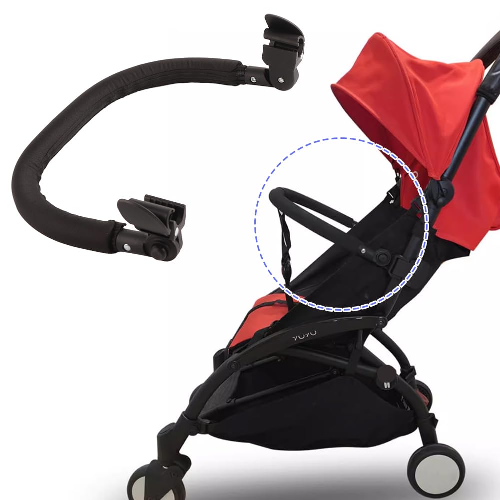 Bracciolo per Passeggino, Barra Paraurti Maniglia Universale Barre di Ricambio Corrimano Regolabile Balaustra Sicura Carrello con Asta Staccabile Accessori Ringhiera Estensibile