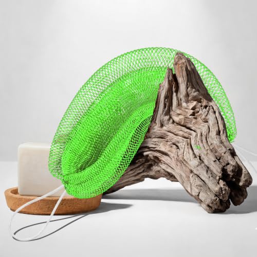 Image of UJFQBH African Net Sponge Authentic 3 Pack, the Gentle Exfoliating Body Scrubber that Unclogs Pores, Reaches Your Back, Dries Fast, and Leaves Skin Smooth Day After Day(Green, Sky Blue, Rose Red)