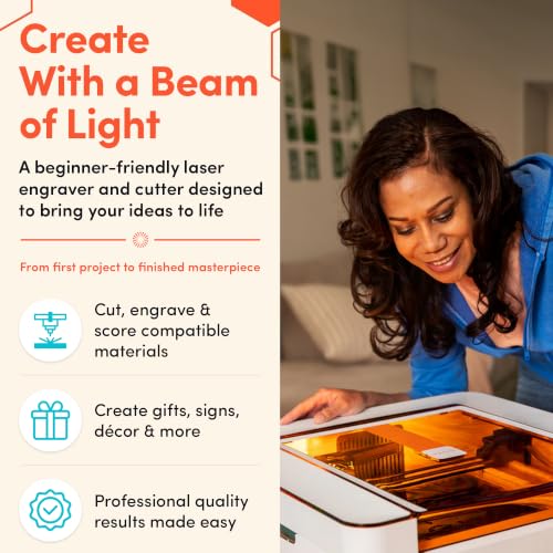 Image of Glowforge Aura 6W Laser Engraver & Cutter with HD Camera & 12-in Workspace | Preview & Passthrough Slot - Beginner-Friendly Class 1 Safety Laser Engraving Machine for Wood, Leather & Dark Acrylic
