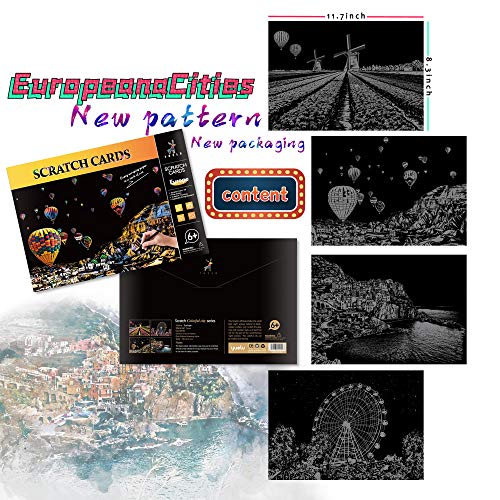 image for BOTEEN Scratch Art for Kids & Adults Scratch Rainbow Painting Art Pape