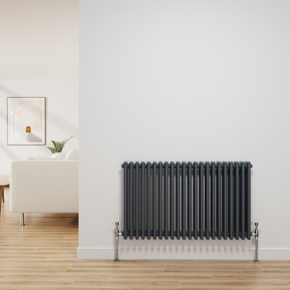 NRG Traditional Radiator Anthracite Cast Iron 3 Column Horizontal Central Heating Bathroom Radiators 600x1012mm โ image 1