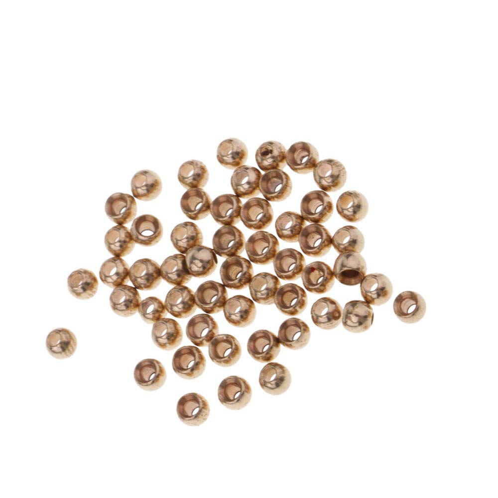 Tenlacum Gold 2.3mm - 3.8mm Brass Beads for Fly Tying Brass Bead Head (50/100 pieces) (3.3mm 50pcs)