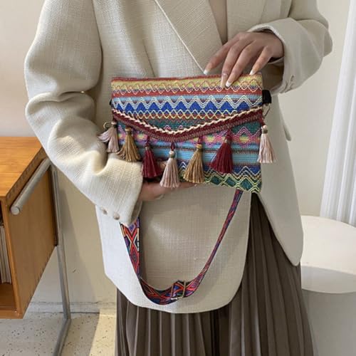 Vintage Fringe Shoulder Bag for Women Ethnic Style Tassel Crossbody Bag Women's Handbags Open Bag Purses Handbags2