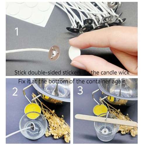 Blsmzlb 100Pcs Candle Wicks 5 Inch,100pcs Candle Wick Stickers,Candle Wick Centering Device,20 Pcs Metal Sustainer Tabs,5pcs Candle Wick Holder Materiales para Hacer Velas