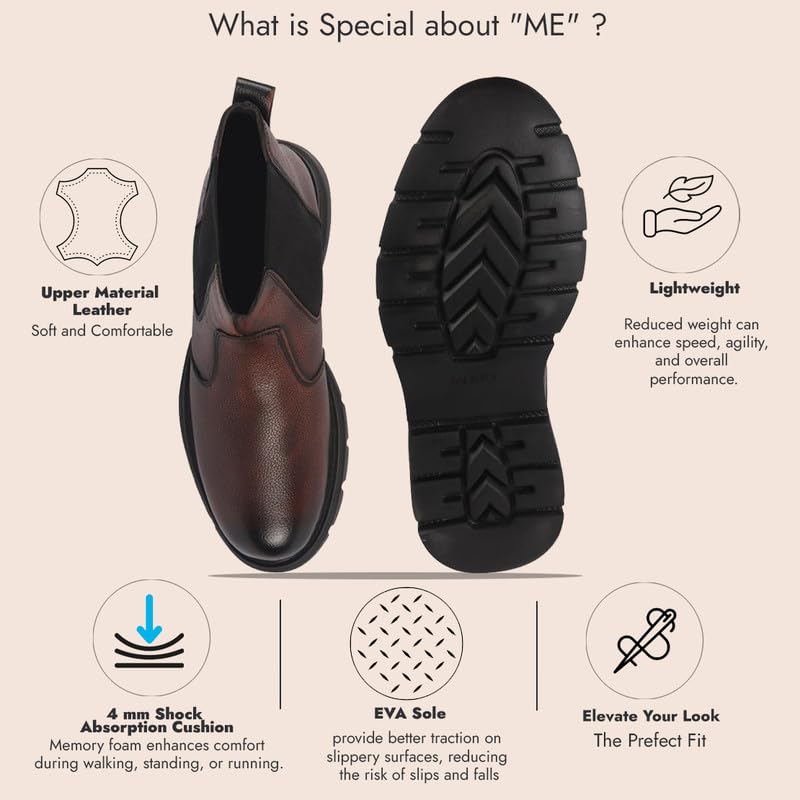 Image of FAUSTO Men Genuine Leather Slip On Boots | Chelsea Work Boots | Lightweight Memory Cushion Shoes | Formal Boots