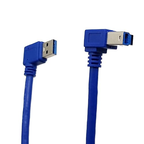 Miniatura 3 de Seadream Cable de impresora USB 3.0 en ángulo, paquete de 2 unidades de 1 pie11.8in SuperSpeed USB 3.0 A macho enchufe de 90 grados en ángulo recto