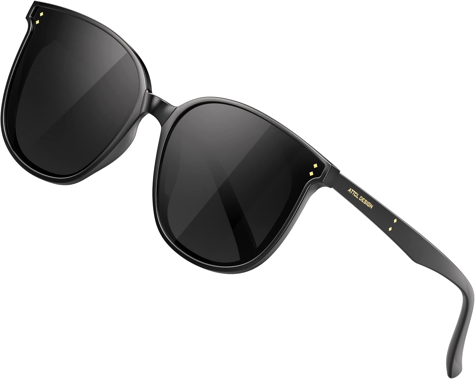 ATTCLUnisex Round Fashion Oversized Sunglasses for women uv protection HD Nylon lens Eyewear