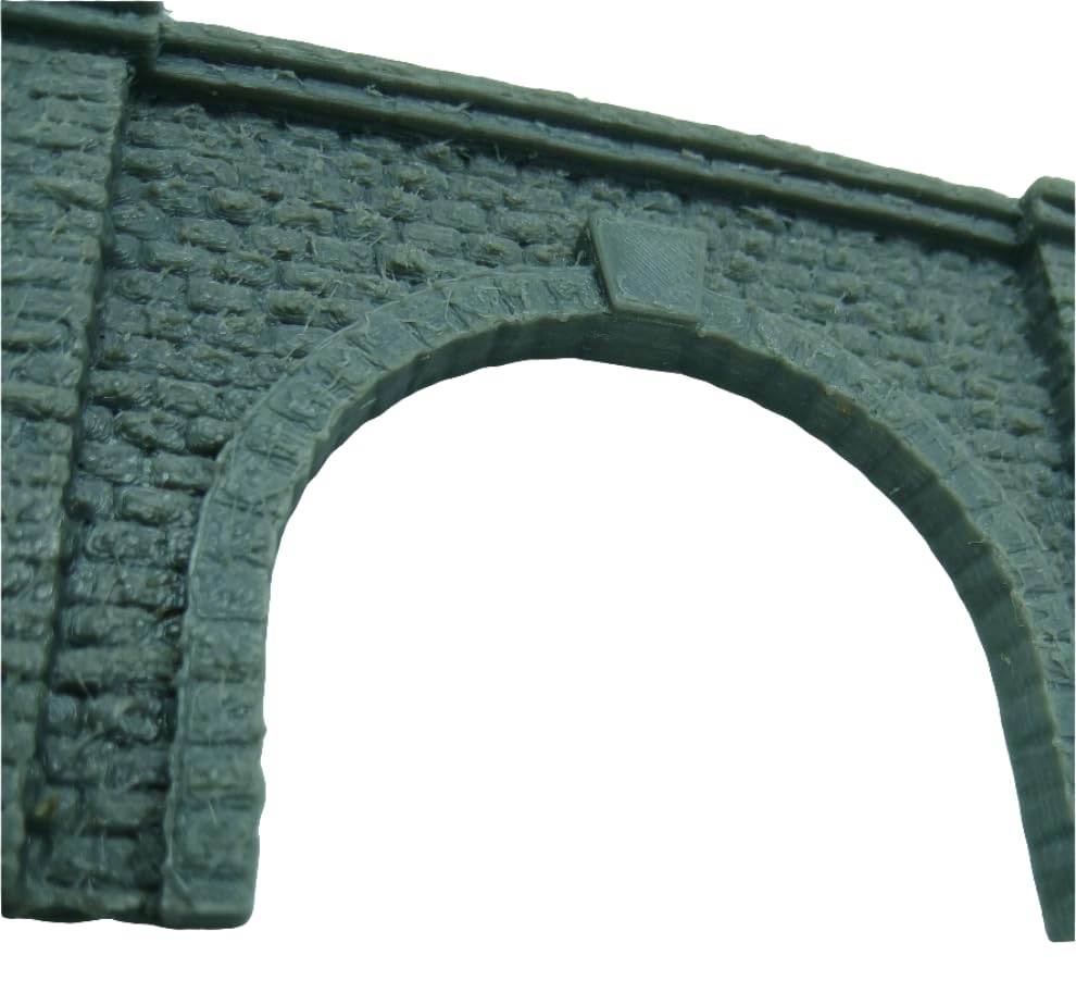 Twin Track Tunnel Portal N Gauge Model Train Portal Entrance Stonework Effect, Grey, 1:100 - Image 3