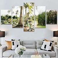 SIGNWIN 5 Panel Canvas Wall Art Palm Tree for Home Decorations Ready to Hang - 60