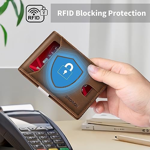 Mens Wallet Slim Bifold Wallet With Money Clip Genuine Leather Wallet RFID Blocking Minimalist Card Holder Wallet,11 Card Slots (Coffee)3