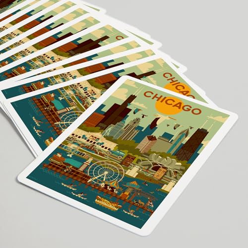 Baraja de poker Chicago Illinois geométrica 52 cartas miniatura 5