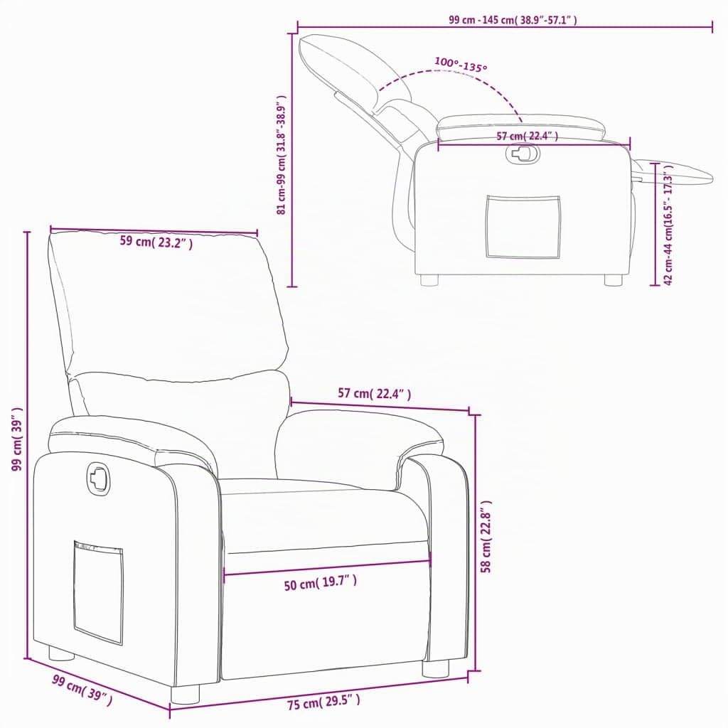 vidaXL Poltrona Reclinabile in Tessuto Grigio Scuro
