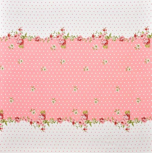 Image of Glace Cotton Double Bedsheet 90x90 Inches with 2 Pillow Covers 18x28 Inches - Pink Floral Polka Dot Print Bed Sheet Set - Soft Flat Bedcover for Double Mattress Girl Bedroom Hostel Room - Pink