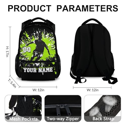 Boys Backpacks, Custom Soccer Backpack for Kids Kindergarten Primary Elementary Middle, 17 Inch Large Capacity Lightweight Personalized Sport Bookbag for School Travel4