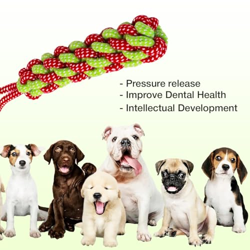 Image of Cotton Dummy Rope Toy for Dogs and Pets |Tug of War Dog Toy Teeth Cleaning Gum Massage Toy |Dog Rope Toys for Small Large Dogs |Rope for Dogs and Puppies (Red)