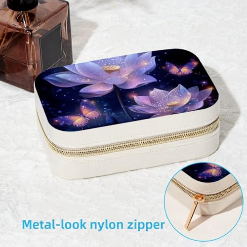 Boîte à bijoux voyage papillons violets : finis les colliers emmêlés en déplacement