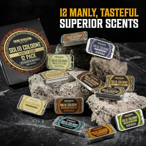 Viking Revolution Solid Cologne 12pk for Men - Men's Cologne Gift Set with Sandalwood, Vetiver, Palo Santo, Coffee Whiskey, Spiced Vanilla, Bourbon Suede - Travel Size Gifts for Men (0.5 Oz each) - Image 3