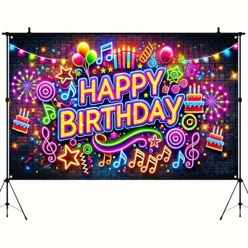 Image of HOMETITUTE Neon Birthday Party Banner 71x43 Inch