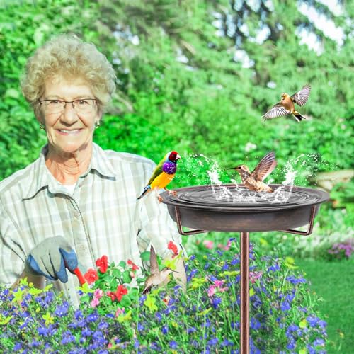 KHayRovies Banheira de metal para pássaros de jardim externo, alimentadores de pássaros independente