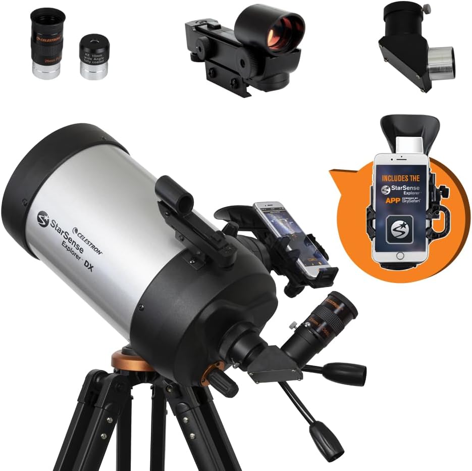 Celestron StarSense Explorer DX 5-inch App-Enabled Telescope – 130mm Schmidt-Cassegrain with Smartphone Dock & StarSense App – iPhone & Android Compatible – Easy-to-Use for Beginners
