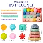 Baby Toys 6-12 Months, Montessori Toy for Babies 6-12 Months, Incl Stacking Building Blocks & Soft Infant Teething Toys & Sensory Balls for Toddlers 0-3-6-9-12 Month - Image 2