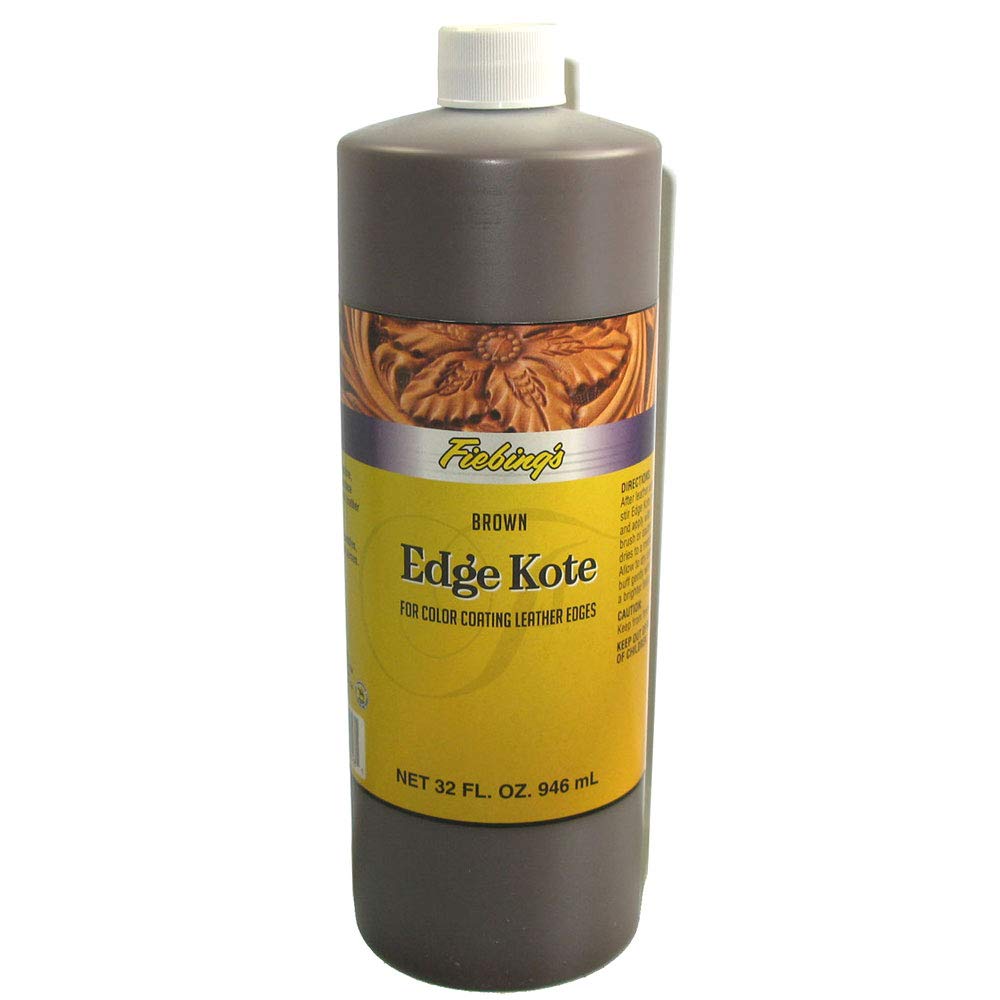 Fiebing's Edge Kote 32 Fl Oz - Brown - for Coloring Leather Edges on Purses, Bags, Shoes, Holsters, Wallets, Upholstery,etc