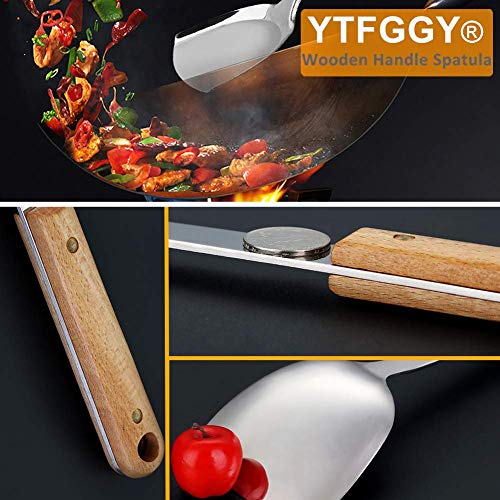 Carbon Steel Wok, YTFGGY Wok Pan for Gas Stoves - 12.6“ Woks and Stir Fry Pans - Traditional Chinese Japanese Iron Woks (Lid, Spatula Included)