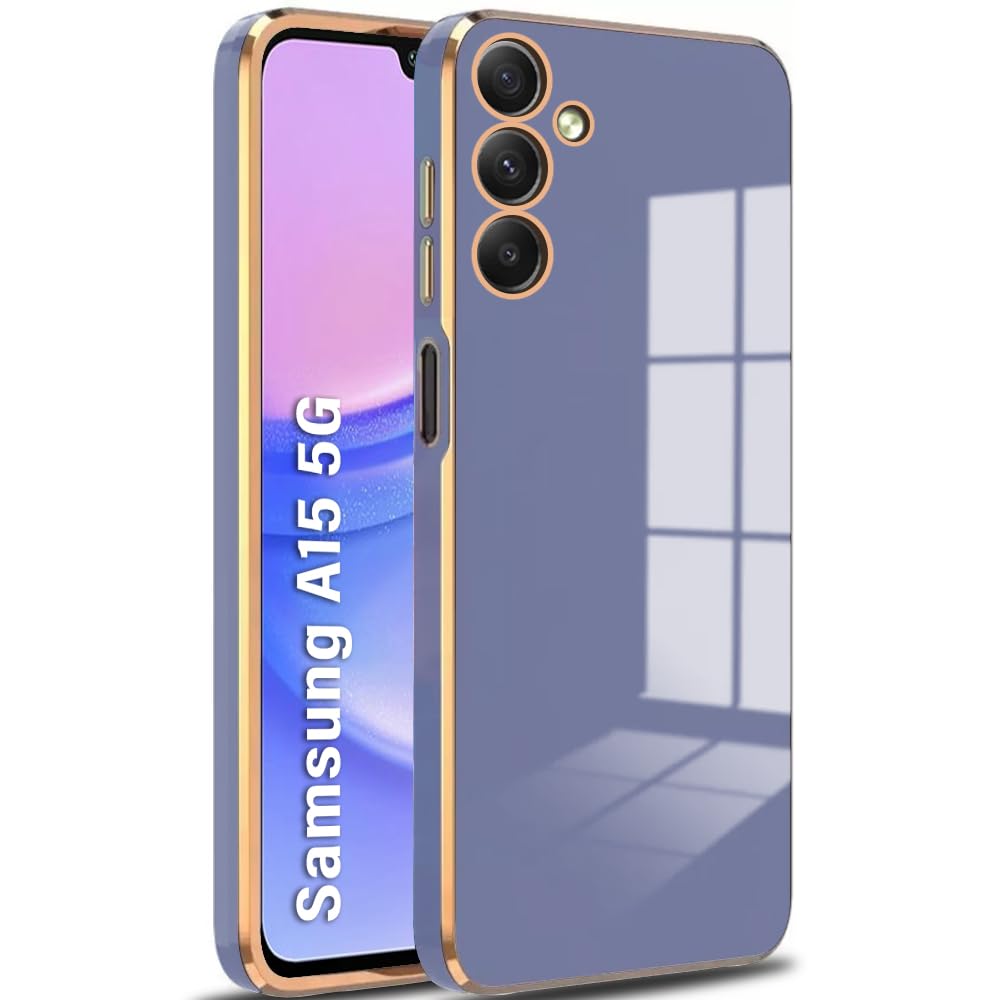 TheGiftKart Luxurious Golden-Plated Back Cover Case for Samsung Galaxy A15 5G | Raised Lips for Camera & Screen Protection | Shockproof Design | Stylish Back Cover for Samsung A15 (TPU, Greyish Blue) (B0CQZXGLC5) Amazon Price History, Amazon Price Tracker