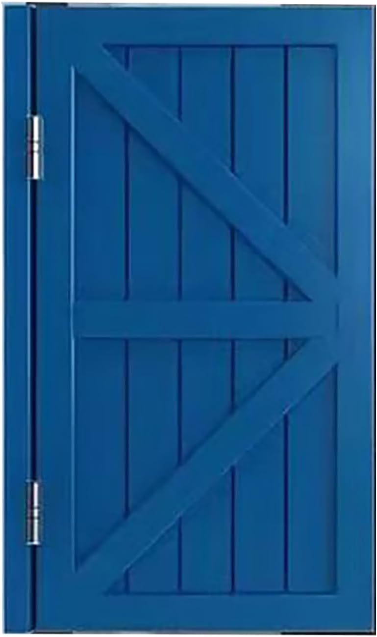 Swinging Doors Cafe Doors, Interior Solid Wood Swing Door, Saloon Cafe Doors with Stainless Steel Hinges, Auto Close Fence with Half Waist Door Design, Double Action, Bar Porch, Blue