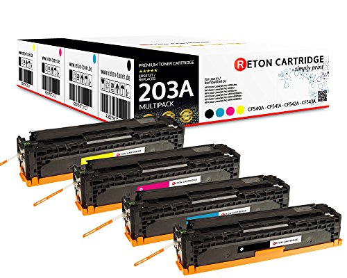 4 Reton Toner | 40% höhere Druckleistung | kompatibel für HP 203A CF540A CF541A CF542A CF543A für LaserJet Pro M281fdw Pro M280nw Pro M281fdn Pro M254nw Pro M254dw
