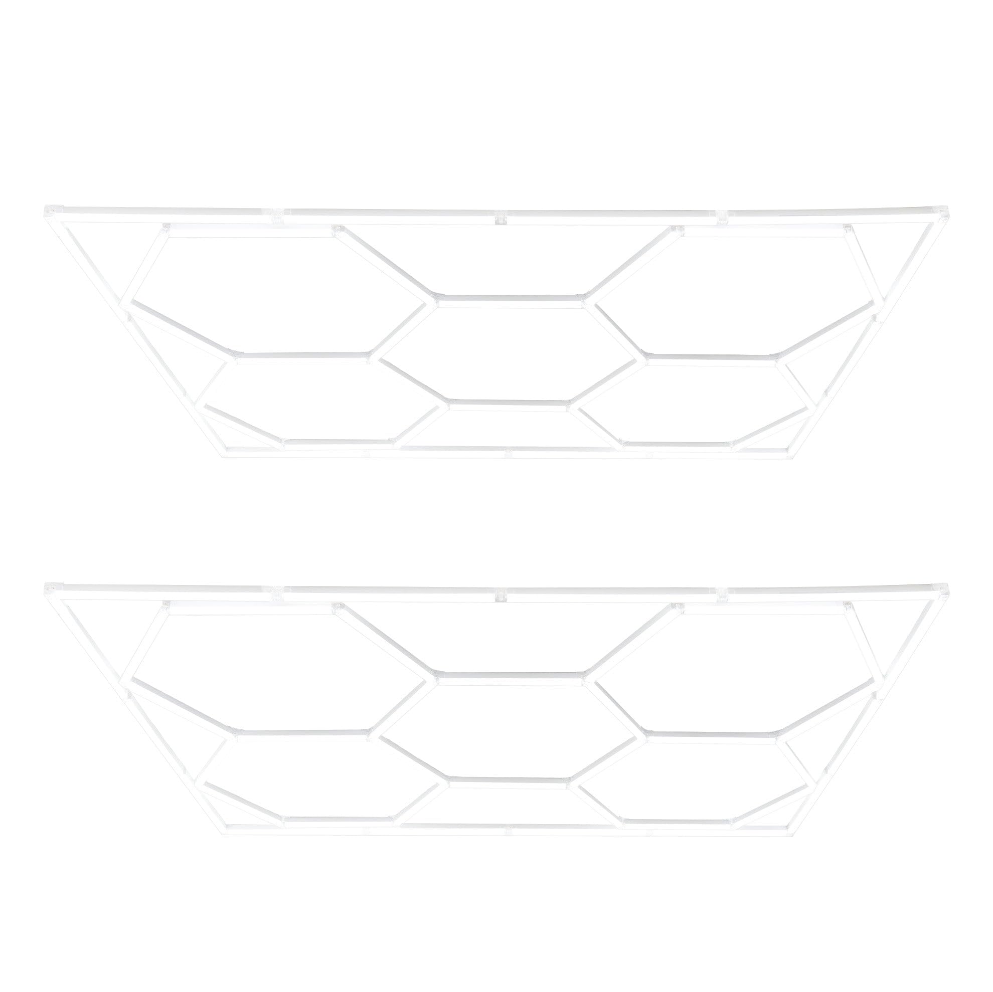Lot de 10 Plafonnier LED Hexagonale & Bordures 2 x 5 Cadres Modulaires Blanc 120 Lumens 6500K 3 Choix de Montage & Kit Pour Plafond Suspendu Garage Atelier Showroom Salle de Sport