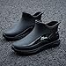AEGNONGL Men's PVC Flat Garden Rain Boots Fashion Soft Slouch Platform Anti-Slip Outdoor Mid Top Work Waterproof Galoshes Short Rain Boot (Black,9)