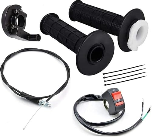 Kit de mango de cable de acelerador giratorio de 7/8 pulgadas de 0.866 in para 50, 90, 110, 125, 140, 196, 212 cc, con botón de interruptor de