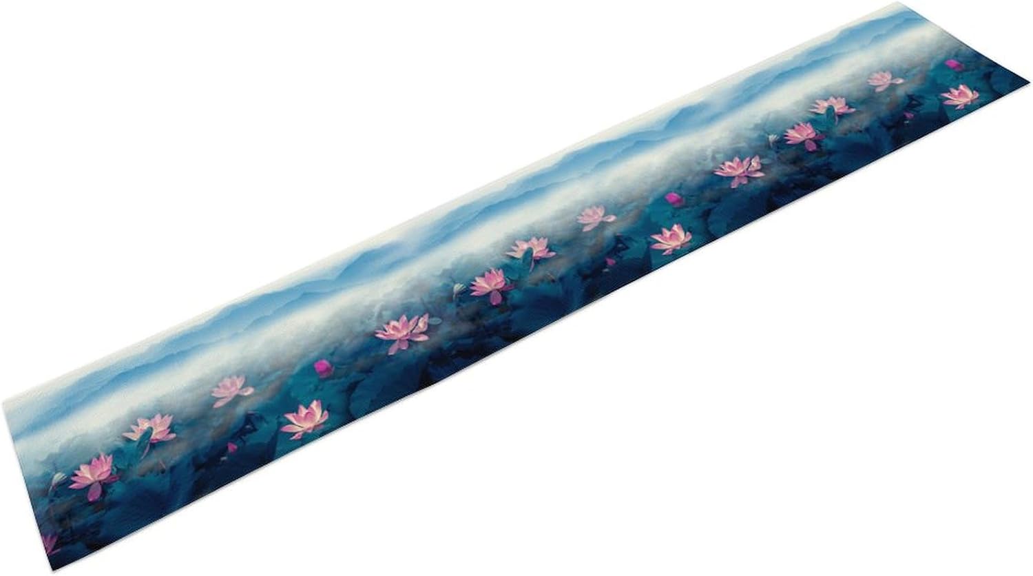 Chinoiserie Vintage Table Runner, Asian Landscape Mountain Fall Seasonal House Wash Lotus Trees Kitchen Dining Table Decoration for Home Party Decor 13x120 Inch