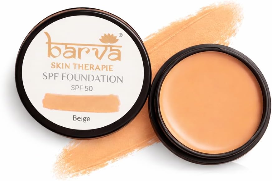 Barva Spf 50, 2 In 1 Cream Full Coverage Semi-Matte Foundation For All Skin Type And Concealer, Perfect For Indian Skin Tones, 9G (Beige)