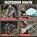 Imagen de Plys Cuchillo Caza Cuchillo Supervivencia: Cuchillo de CinturóN de Hoja Recta Con Funda de Cuero