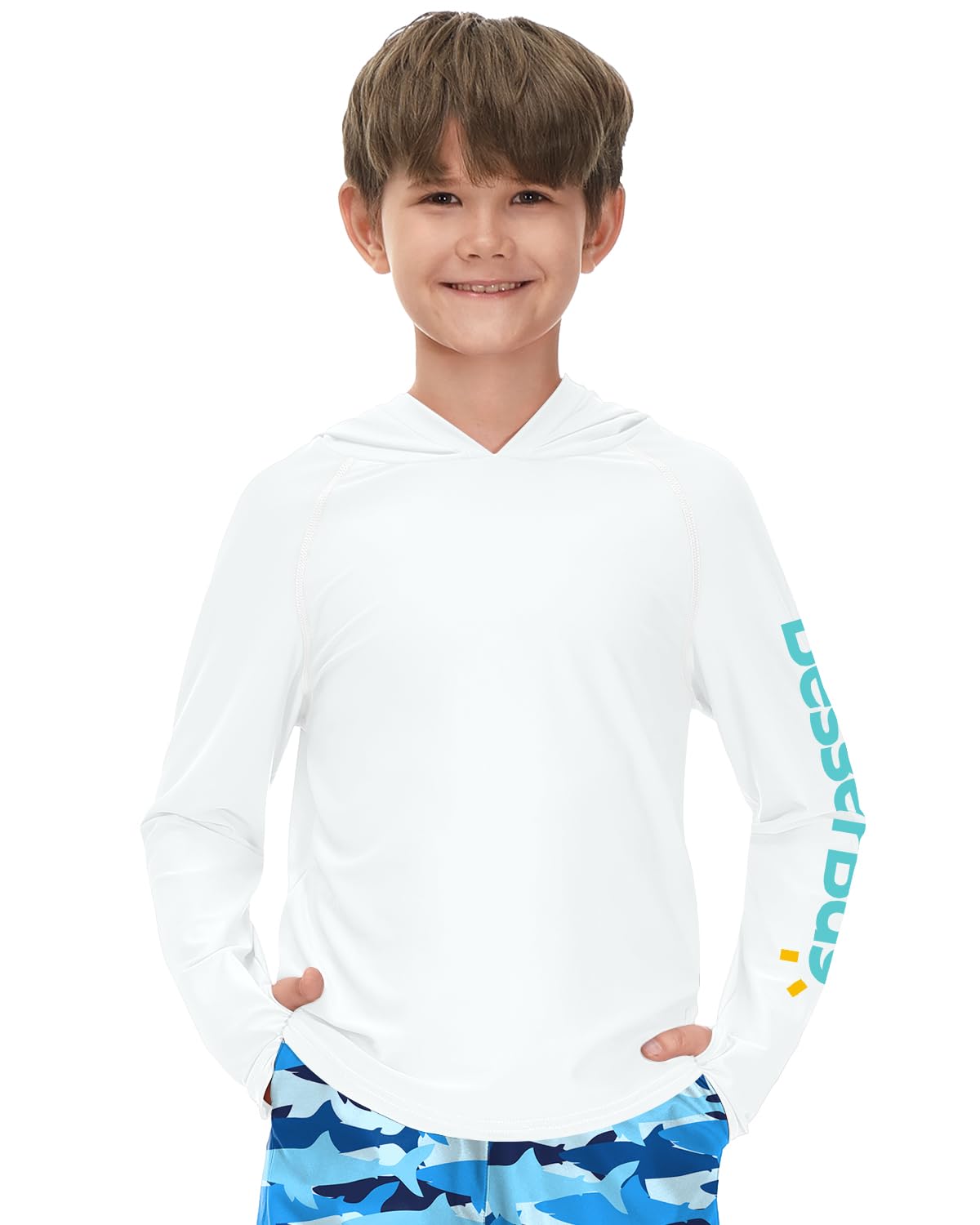 BesserBay Boys Sun Protection Hooded Long Sleeve Rashguard Shirt 1-14 Years