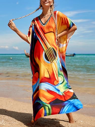 Image of Kaftan Dresses for Women Plus Size Summer Beach Dress with Print and Swim Cover Ups