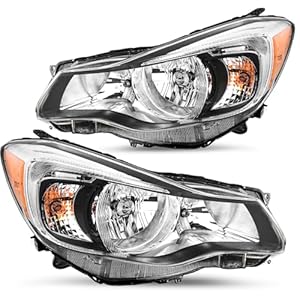 JSBOYAT Headlight Assembly Replacement for 2012-2015 Subaru Impreza XV Crosstrek Passenger and Driver Side Chrome Housing Amber Reflector