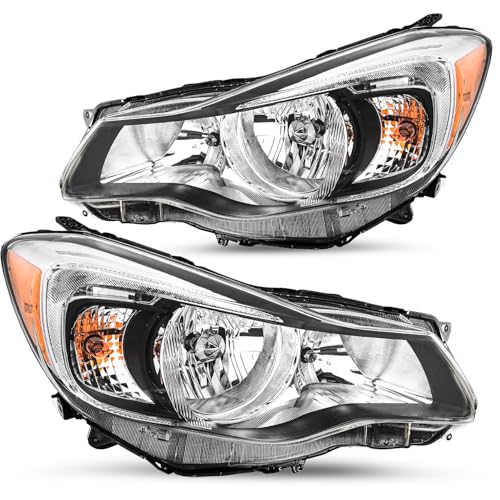 JSBOYAT Headlight Assembly Replacement for 2012-2015 Subaru Impreza XV Crosstrek Passenger and Driver Side Chrome Housing Amber Reflector