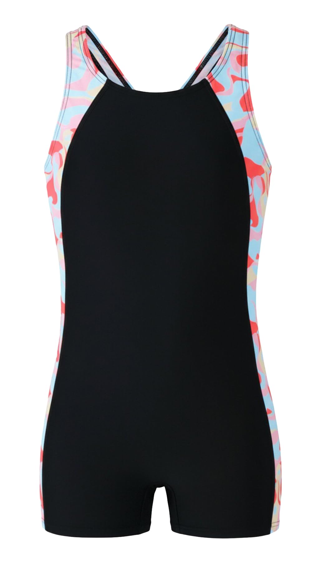 Maillot de Bain Une Pièce Enfant Fille Combinaison de Natation à Séchage Rapide Rashguards sans Manche Dos Nageur 5-13 Ans