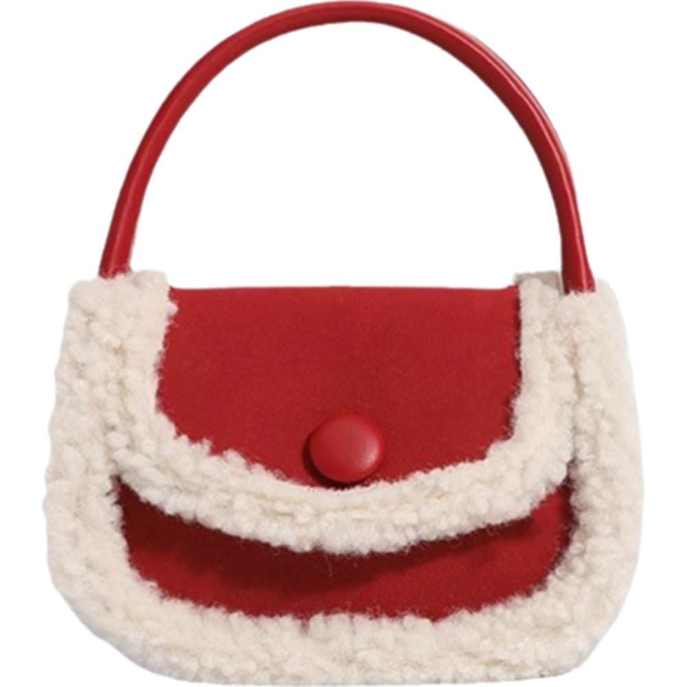 Sac à bandoulière en daim et laine d'agneau au design d'épissure tendance