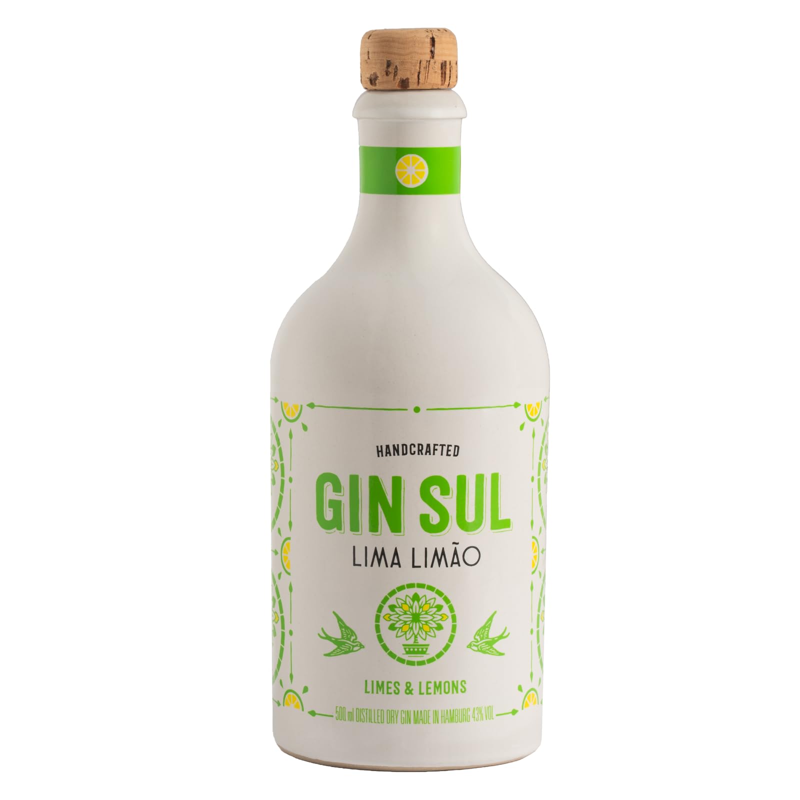Gin Sul Lima Limão, der erfrischende Sommer-Gin – 1 x 0,5l Distilled Dry Gin made in Hamburg 43% Vol. aus spritzig herben Limetten, Zitronen und Minze, Perfekt für Sommerdrinks