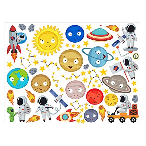 Pegatinas de pared planeta infantil y vinilos decorativos de vidrio