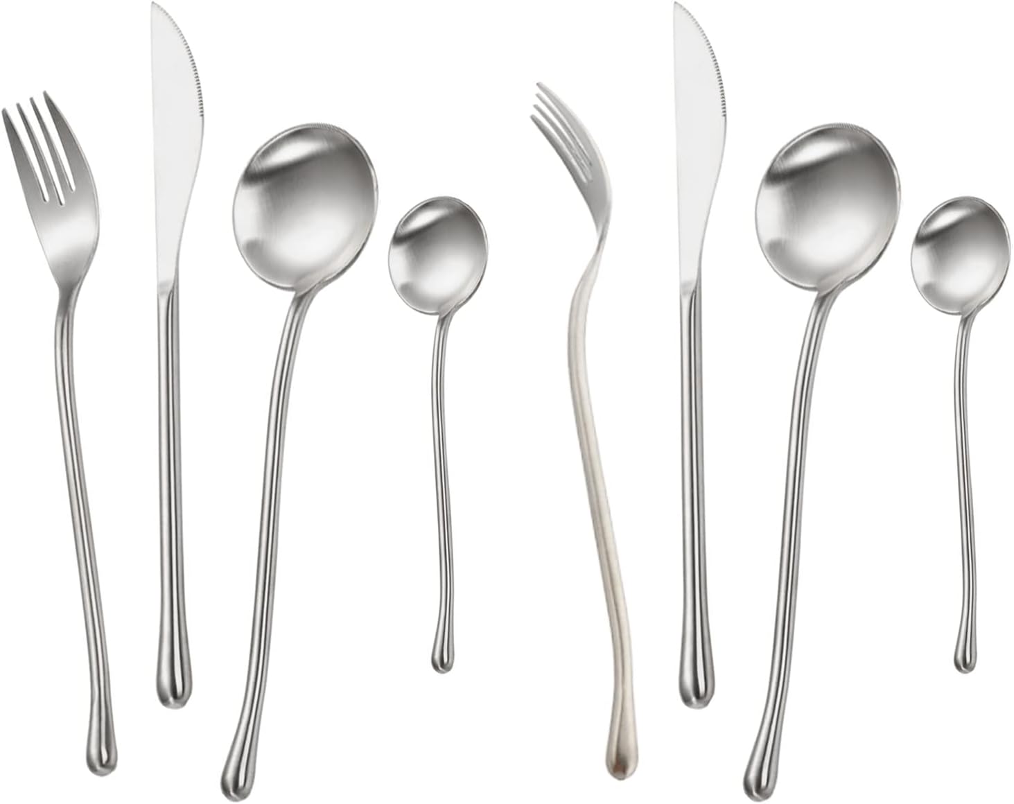 JASHII Matte Silver Flatware Set, Service for 2, 18/10