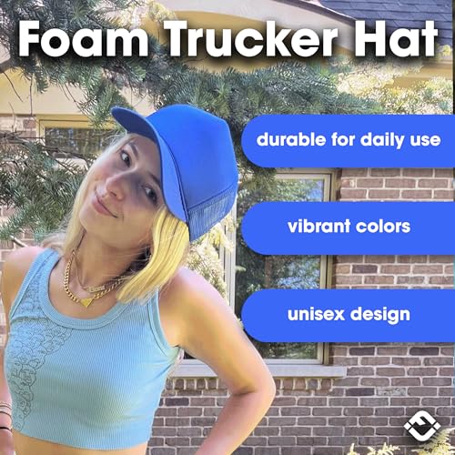 Image of Funky Junque Blank Mesh Foam Lightweight Snapback Trucker Hat | Lightweight Foam Trucker Hat with Breathable Mesh Back, Golf Beach and Street Style, Trendy Trucker Hats for Men