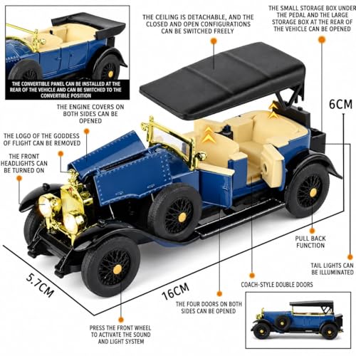 Image of Vintage Classic Die Cast Car Model 1:32 Scale, Metal Antique Toy Car with Openable Doors, Collectible Retro Vehicle for Kids & Collectors, Green